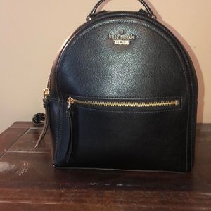 Black leather Kate Spade mink backpack